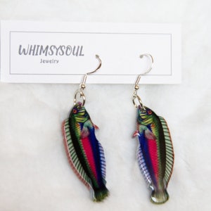 Fish Dangle Earrings.. Fishing Earrings.. Fisherman.. Fisherwoman.. Bait.. Fish on Hook Earrings.. Fun.. Outdoors .. Women Teen
