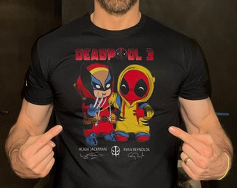 Cute Deadpool & Wolverine Dress Up T-Shirt Funny Movie Themed Novelty Tee Shirt