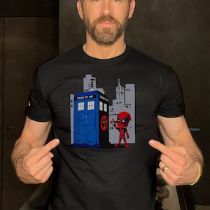 Deadpool Tardis Men&#39;s T-Shirt Funny Movie Themed Novelty Tee Shirt Unisex Top