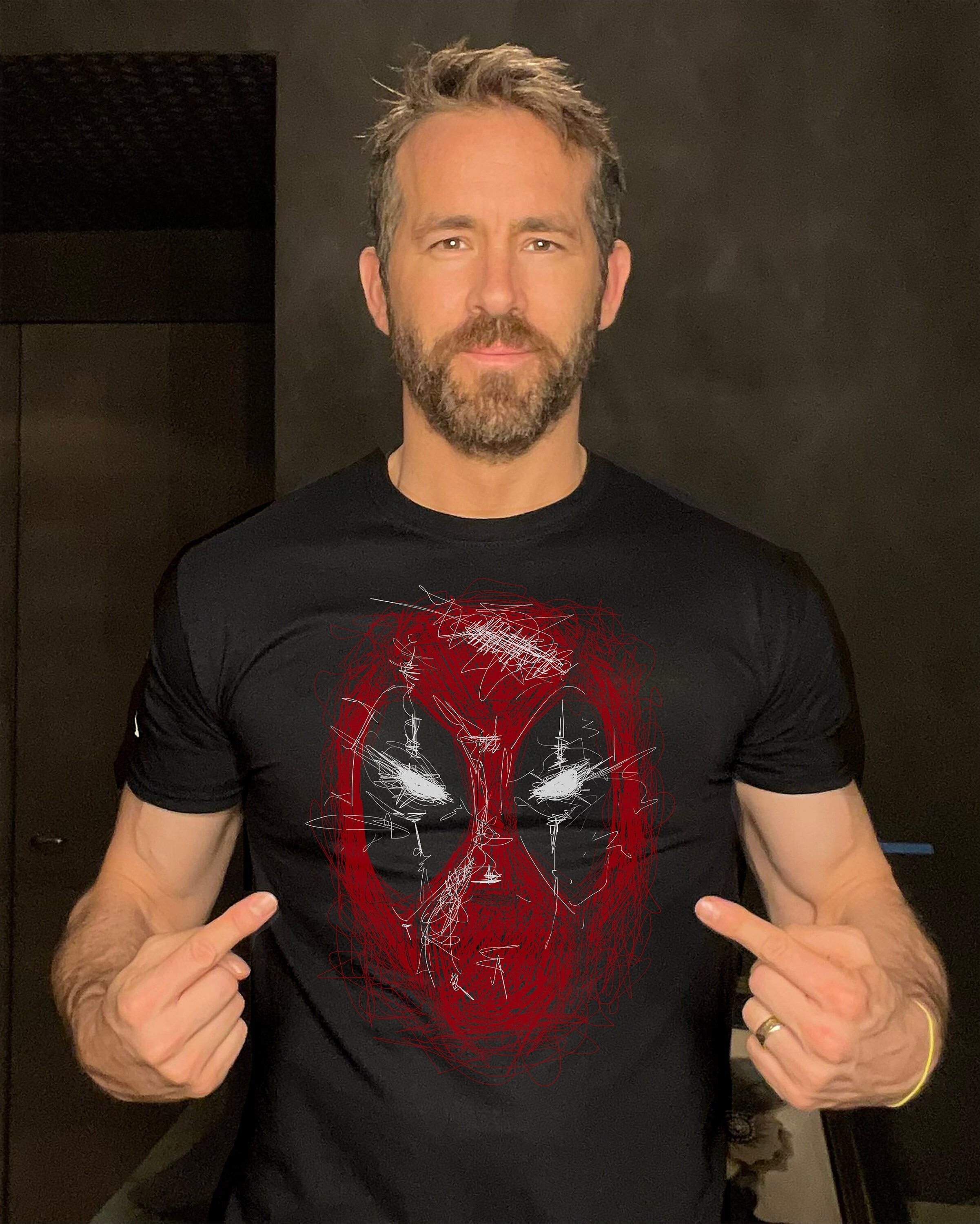 Deadpool Sketched Head T Shirt Funny Movie Themed Men s Tee Shirt Unisex Top