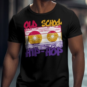 Camiseta cassete retrô hip-hop da velha escola, camiseta de música vintage, streetwear urbano, camisa gráfica unissex