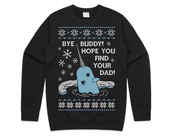 Bye Buddy Christmas Jumper Elf Narwhal 