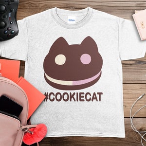 Cookie Cat Mashup Cat and Cookie Cartoon Fan Kids Novelty Printed T Shirt Slogan