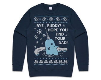 Bye Buddy Christmas Jumper Elf Narwhal 