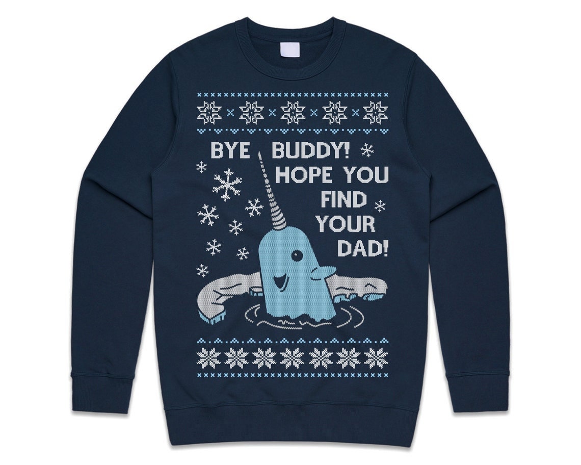 Discover Bye Buddy Christmas Jumper Elf Narwhal Cute Funny Xmas Sweater