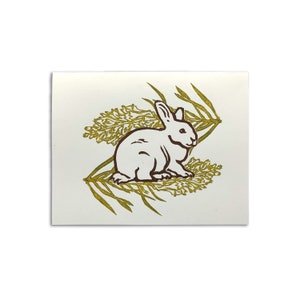 Sapphorica Creations - Carte d'art Bunny Snapdragon Linogravure