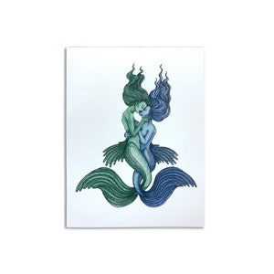 Créations Sapphorica - Carte d'art des sirènes amoureuses