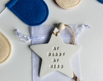 Handmade Father’s Day Clay Star Gift Tag Keepsake Dad Hero
