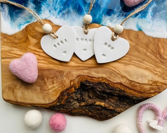 Handmade Mother’s Day clay heart gift tag keepsake decoration