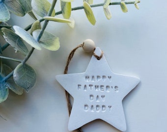 Handmade Father’s Day Clay Star Gift Tag Keepsake Dad Hero Daddy