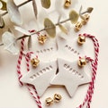 Handmade Personalised Clay Star Hanging Christmas Tree Decoration Place Setting
