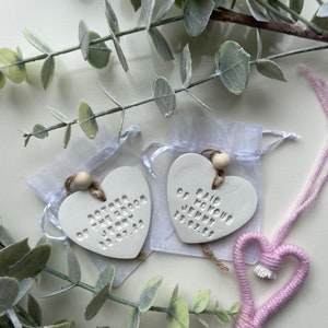 Personalised clay heart wedding place name favour tag image 2
