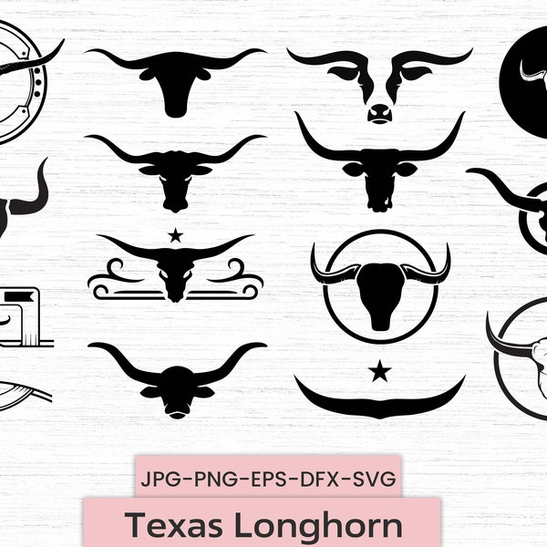 Texas Longhor svg Bundle, Cow Skull Svg, Bull Skull Svg, Cow Skull Png, Cute Horn Skull Svg, Horn Svg, Long Horn Svg, Texas Longhorn Head