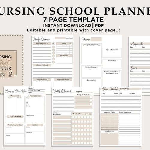 Nursing School Planner Student Nurse Medical Student Etsy