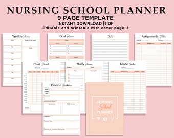 Nursing Student Planner, Nursing School Planner, Student Nurse, Medical Student Planner, A4, A5, US letter PDF