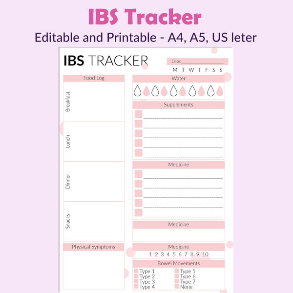 Ibs Tracker Printable Etsy