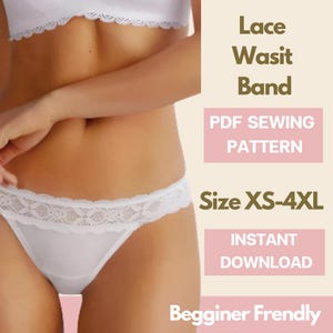 Lace Waist Band Sewing  Pattern | sizes XS to 4XL  | Instant Download | Easy Digital PDF