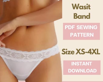 Patrón de costura de cinturilla de encaje / tallas XS a 4XL / Descarga instantánea / PDF digital fácil