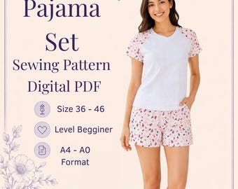 Patrón de costura para pijama: Tallas 36-46 (para principiantes) (Descarga digital)