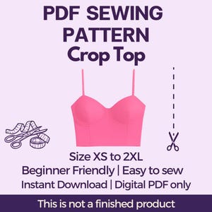 Crop Top Schnittmuster pdf | Größe XS - 2XL | A4 druckbare digitaler Download | Anfängerfreundlich