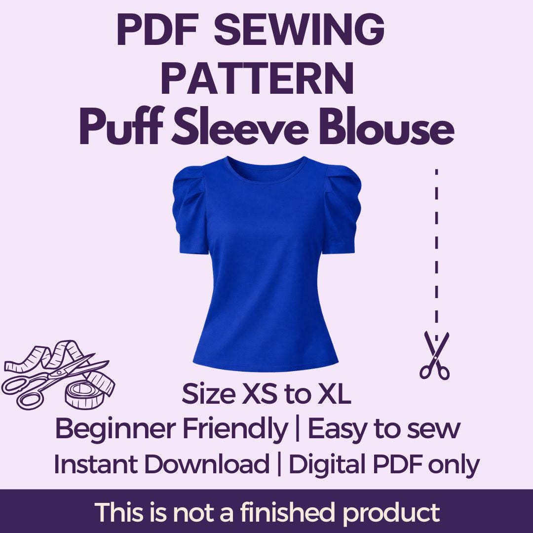 Puff Sleeve Blouse Sewing Pattern (XS-XL) | Easy PDF Download - Etsy