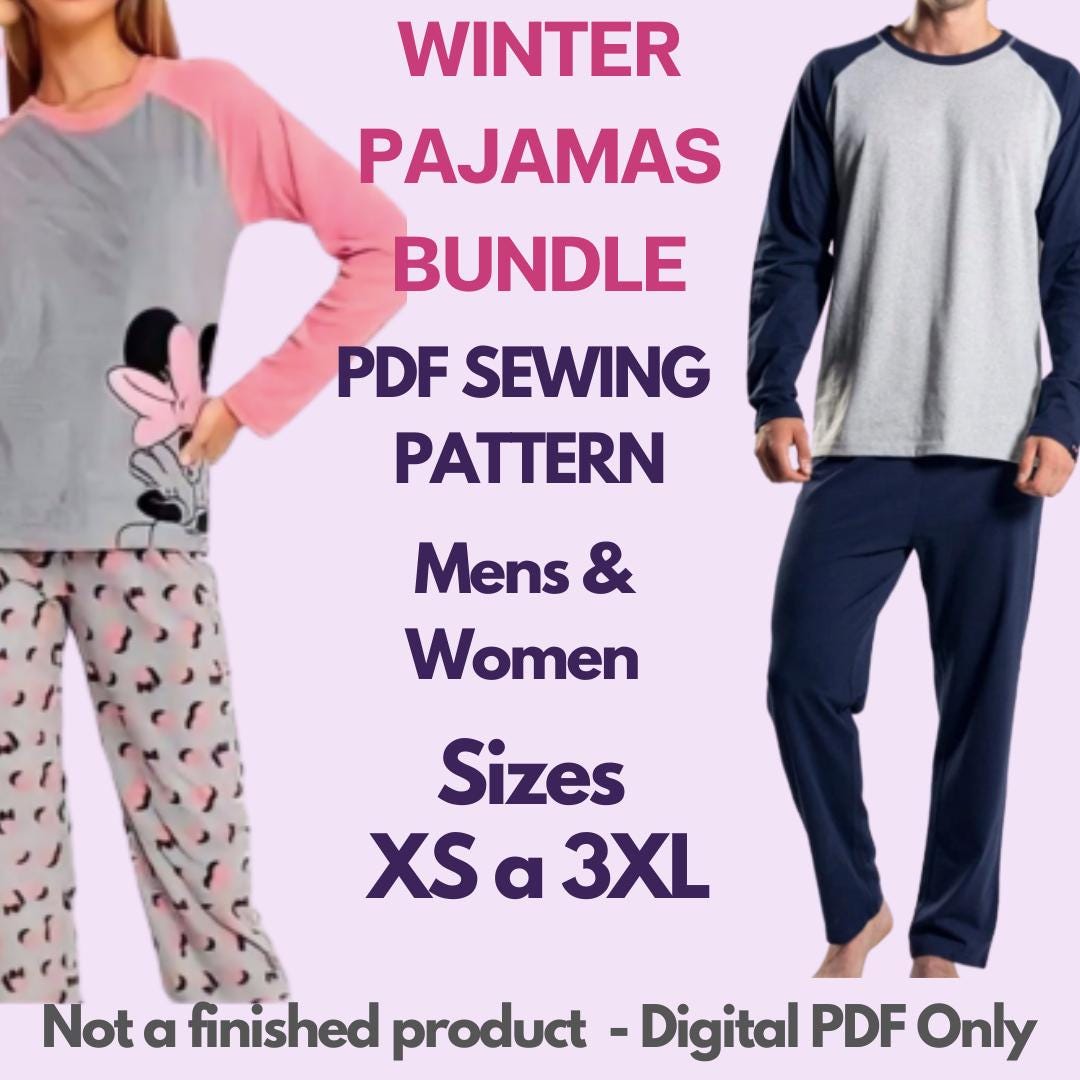 Sewing Pattern Kit for Winter Pajamas | Sizes XS a 3XL | Instant ...