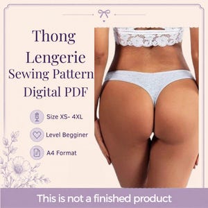 Thong Lingerie Sewing Pattern (Sizes XS-4XL) | Beginner Friendly, A4 Printable (Digital Download)