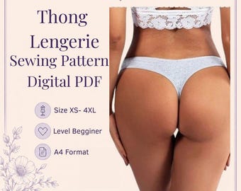 Patrón de costura para tanga (tallas XS-4XL) / Ideal para principiantes, imprimible en formato A4 (descarga digital)