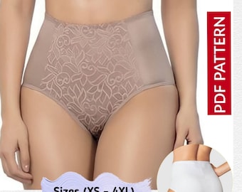 Hoge taille panty patroon | damesondergoed PDF-naaipatroon, maten (XS tot 4XL) | inclusief instructies.