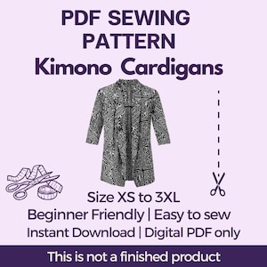 Kimono sewing pattern |Sizes XS to 3XL | PDF digital download | Easy pattern for beginners