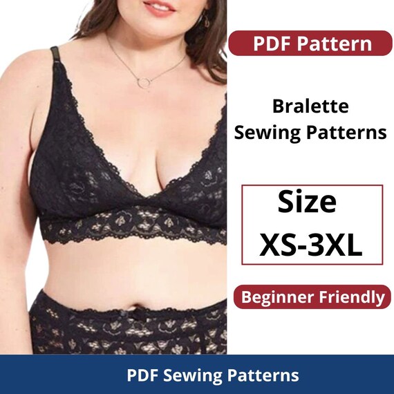 Patron de costura de bralette Tallas XS a 3XL Patron de costura en PDF Descarga instantanea PDF digital facil Etsy Mexico