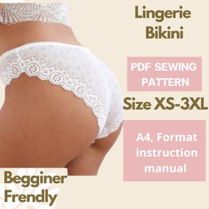 Naaipatroon lingeriebikini | Maat XS tot 3XL |  Digitale pdf-download | Eenvoudig patroon voor beginners