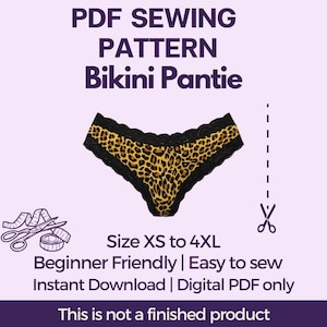 Patrón de costura para braguita de bikini (tallas XS-4XL), ideal para principiantes (descarga digital A4)