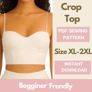 Crop Top Sewing Pattern: Beginner-Friendly PDF (Sizes XS-2XL)