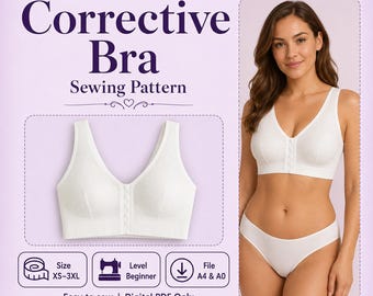 Wykrój biustonosza korekcyjnego | Rozmiary XS–3XL | Natychmiastowe pobranie | Łatwy cyfrowy plik PDF