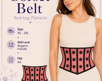Corset Belt Sewing Pattern, Beginner Lingerie (XS-2XL) (PDF Pattern)