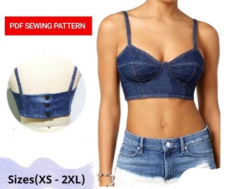 Denim top sewing pattern - Sizes XS to 2XL