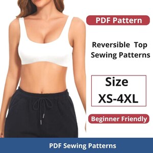 Naaipatroon omkeerbare top | |maten XS t/m 4XL | Direct downloaden | Eenvoudige digitale pdf