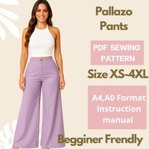 Palazzo Hose Schnittmuster | Größe XS A 4XL | PDF Digitales Dowland | Einfaches Muster für Anfänger