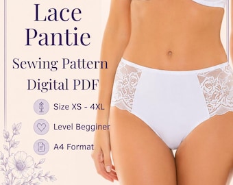 Lace Panties Sewing Pattern | XS-4XL, Beginner Friendly (PDF Pattern)