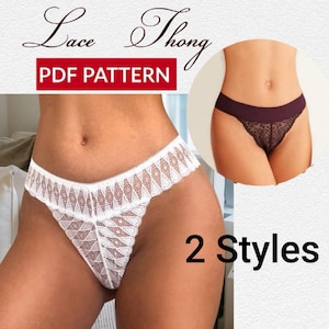 Brazilian Style Lace Thong PDF Pattern |  Women's PDF Lingerie Pattern |  Size (XS - 4XL) or (2 - 18) | include instructions and video