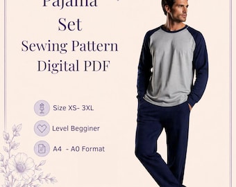 Pajama Set Sewing Pattern: Beginner Friendly, Sizes XS-3XL (A4 A0 Printable Digital Download)