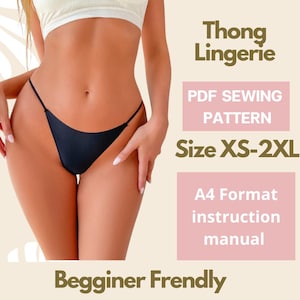 Sewing Pattern Thong Lingerie pdf | sizes XS to 2XL  | A4 printable digital download | easy pattern for beginners
