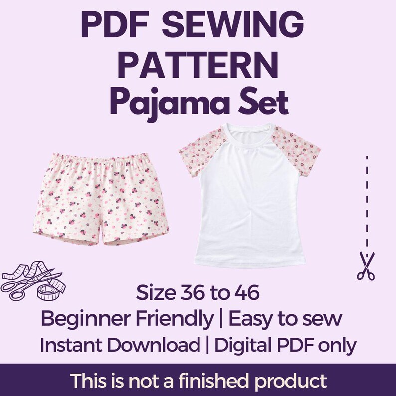 Pajama Set Sewing Pattern: Beginner Friendly Sizes 36-46 (digital ...