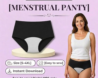 Menstrual Panty Sewing Pattern | Incontinence Underwear, S-4XL (Digital Download)