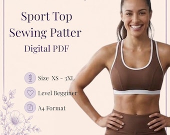 Sport Bra Sewing Pattern PDF: Beginner-Friendly, Sizes XS-3XL (A4 Printable Digital Download)
