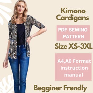 Kimono sewing pattern |Sizes XS to 3XL | PDF digital download | Easy pattern for beginners