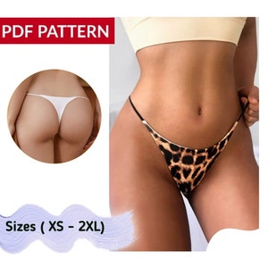 Lingerie Pattern | G-String Thong Lingerie Pattern | sizes (XS to 2XL)  | include Instructions.