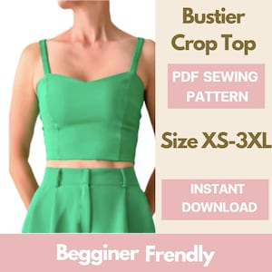 Bustier sewing pattern PDF | Womens crop top |  | Size XS-3XL | A4 Printable digital download