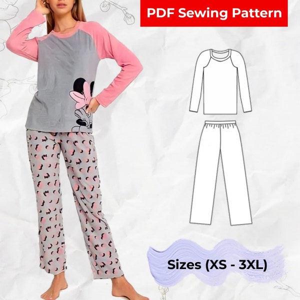 Patron de pyjama de nuit pour femme | tailles XS à 3XL | Téléchargement instantané | Motif facile à réaliser | Patron de couture